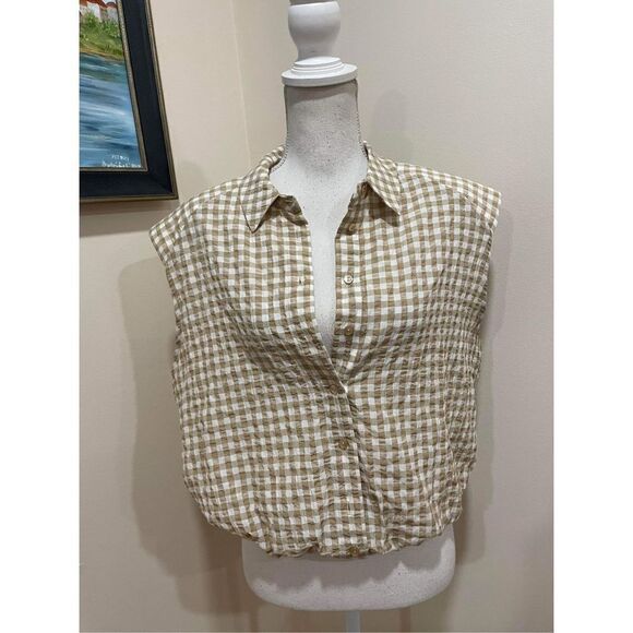 New Anthropologie x Maeve Gingham Sleeveless Buttondown Size L - Picture 6 of 11